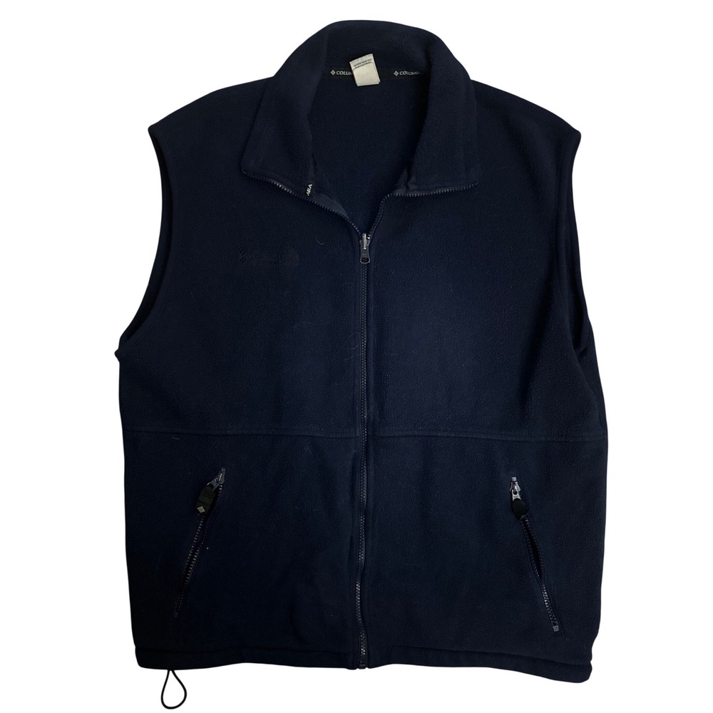 Columbia Sportswear Mens Large Navy Blue Fleece Full Zip Vest Made in USA